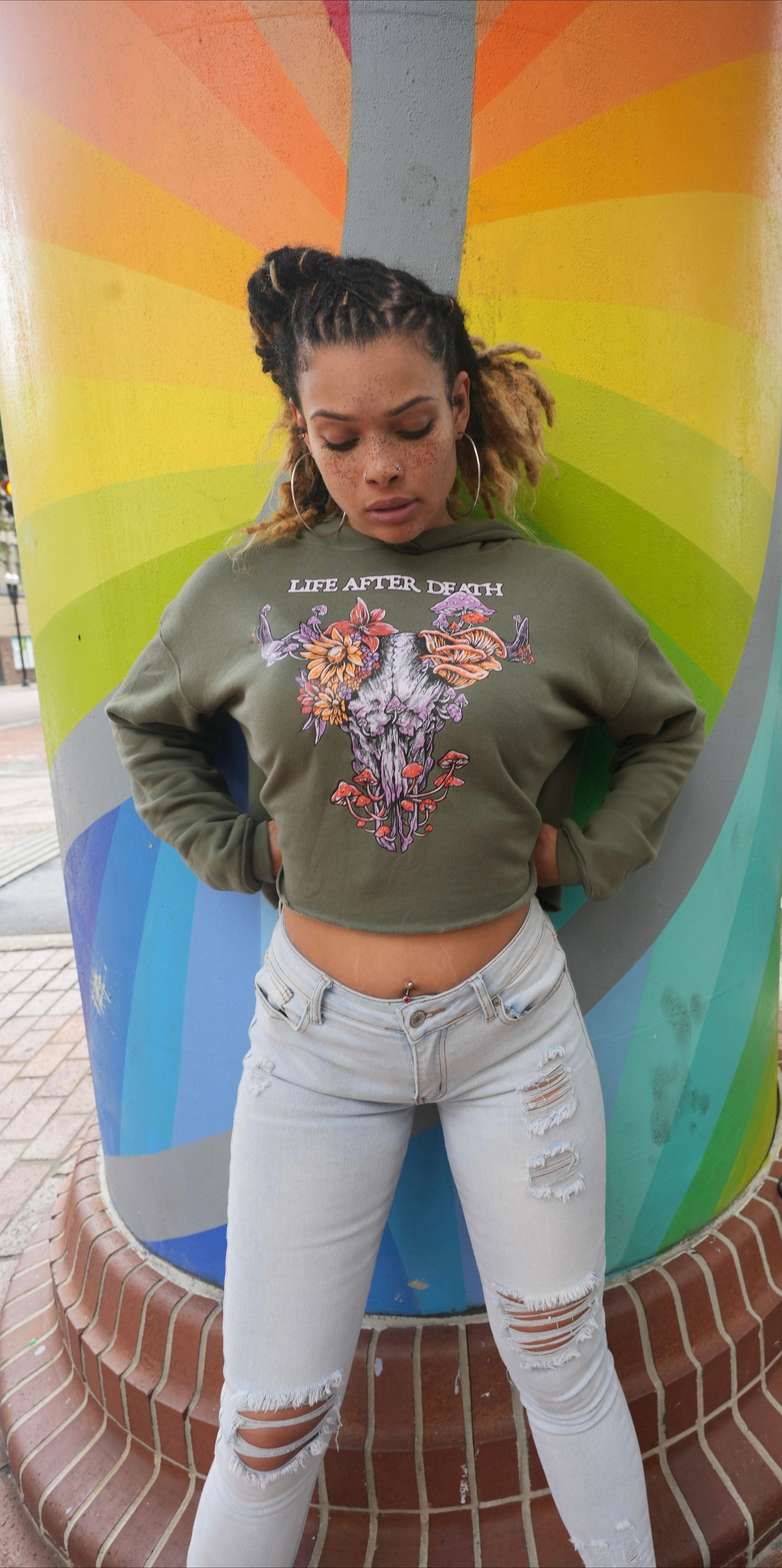 Ripped on sale cropped hoodie